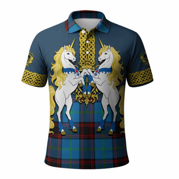Wedderburn Tartan Polo Shirt Unicorn Celtic Knot And Thistle Emblem