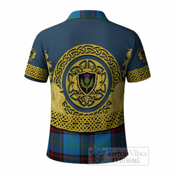 Wedderburn Tartan Polo Shirt Unicorn Celtic Knot And Thistle Emblem