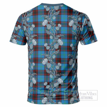 Wedderburn Tartan T-Shirt Seamless Scottish Thistle Flowers