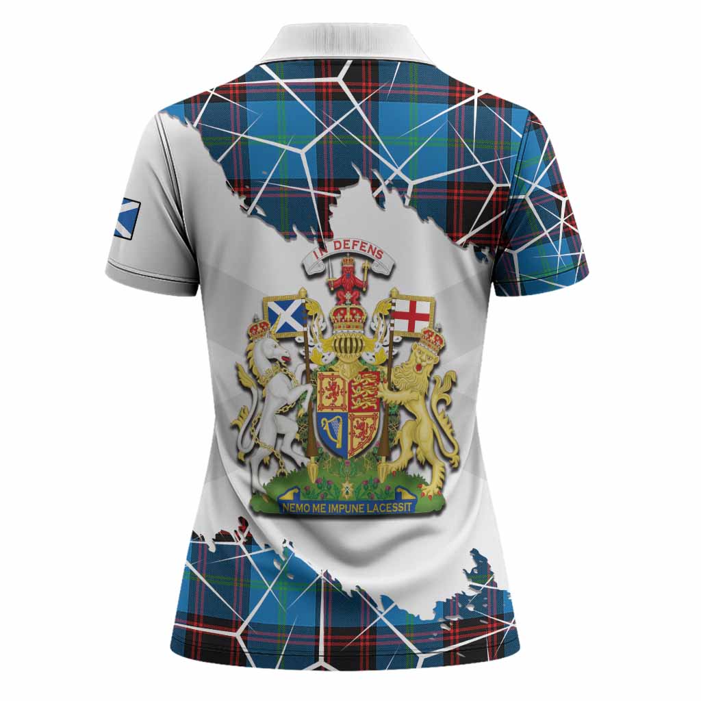 Wedderburn Tartan Women Polo Shirt with Family Crest and Lion Rampant Grunge Style