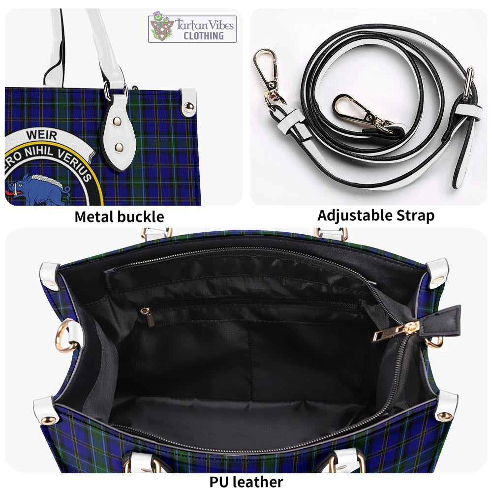Tartan Vibes Clothing Weir Tartan Luxury Leather Handbags with Family Crest
