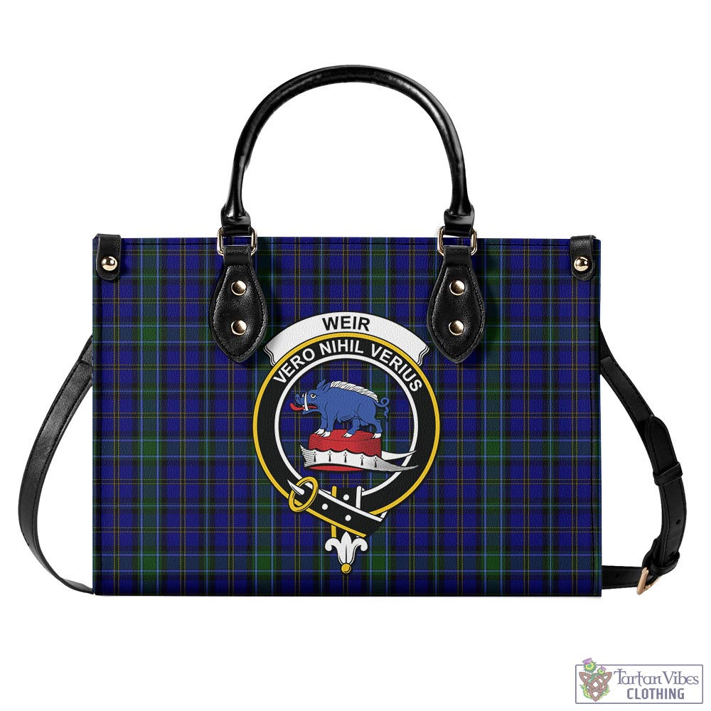 Tartan Vibes Clothing Weir Tartan Luxury Leather Handbags with Family Crest