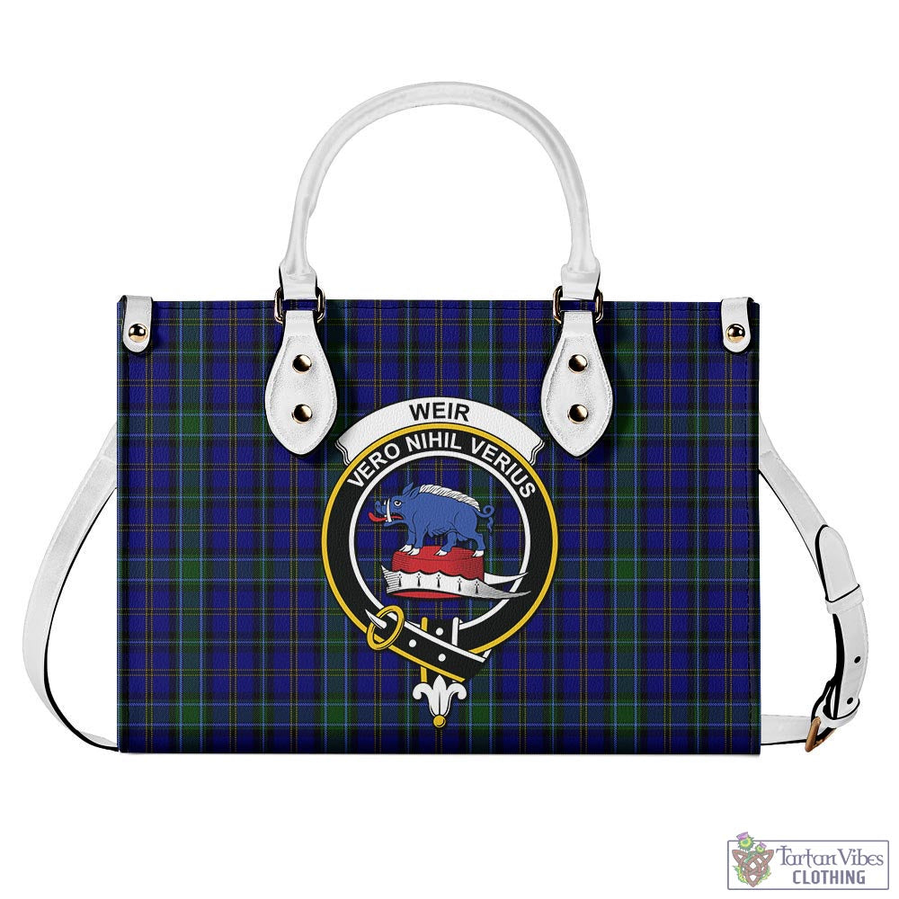 Tartan Vibes Clothing Weir Tartan Luxury Leather Handbags with Family Crest