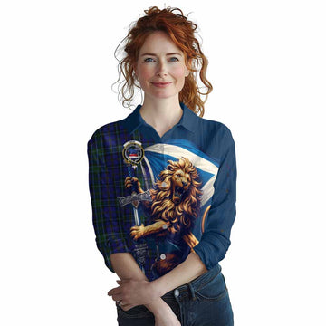 Tartan Vibes Clothing Weir Tartan Family Crest Women's Casual Shirt with Scottish Majestic Lion