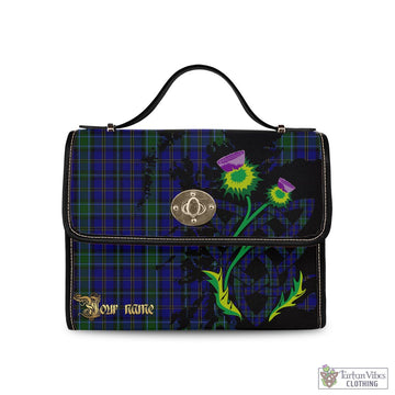 Weir Tartan Waterproof Canvas Bag with Scotland Map and Thistle Celtic Accents
