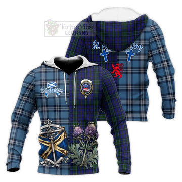 Tartan Vibes Clothing Weir Tartan Knitted Hoodie Happy St. Andrew's Day Half Tartan Style