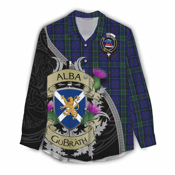 Tartan Vibes Clothing Weir Tartan Family Crest Women's Casual Shirt Lion Rampant Royal Thistle Shield Celtic Inspired