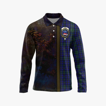 Weir Tartan Family Crest Long Sleeve Polo Shirt Alba Gu Brath Be Brave Lion Ancient Style