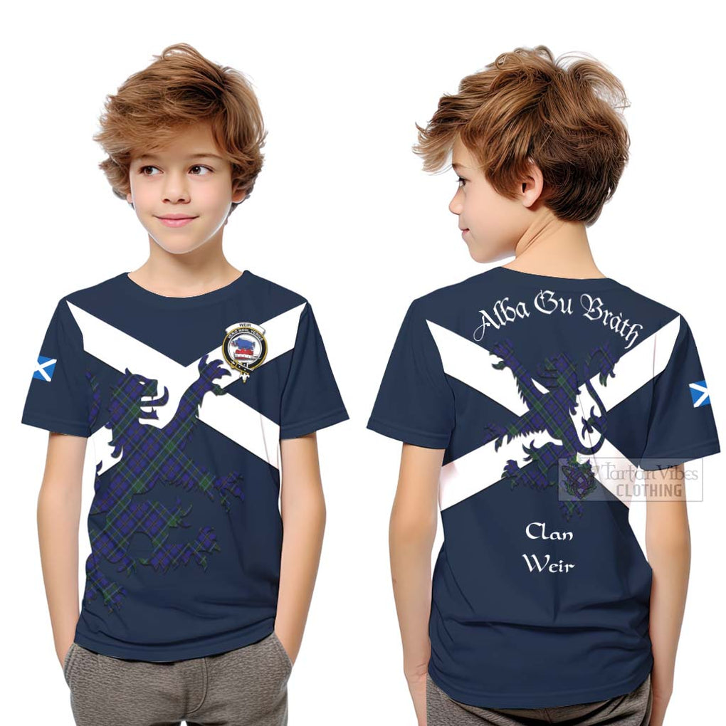 Tartan Vibes Clothing Weir Tartan Lion Rampant Kid T-Shirt – Proudly Display Your Heritage with Alba Gu Brath and Clan Name