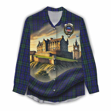 Tartan Vibes Clothing Weir Tartan Family Crest Women's Casual Shirt with Scottish Ancient Castle Style