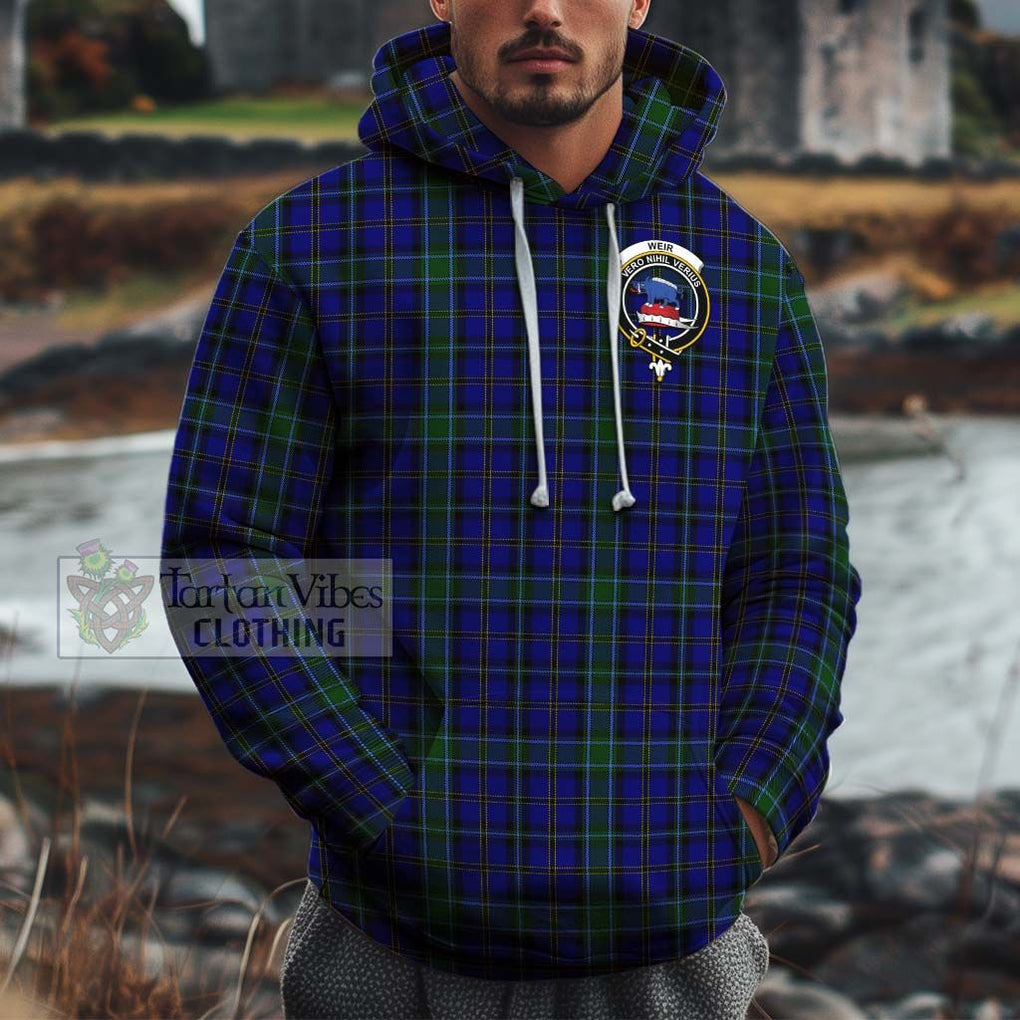 Weir Tartan Cotton Hoodie with Family Crest Pullover Hoodie XS - Tartan Vibes Clothing