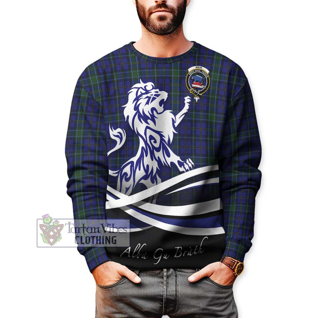 Weir Tartan Sweatshirt with Alba Gu Brath Regal Lion Emblem Unisex - Tartanvibesclothing Shop