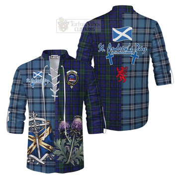 Tartan Vibes Clothing Weir Tartan Ghillie Kilt Shirt Happy St. Andrew's Day Half Tartan Style