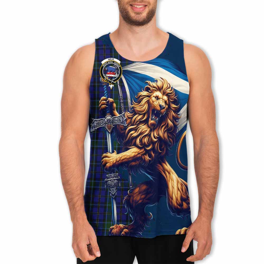 Tartan Vibes Clothing Weir Tartan Family Crest Men's Tank Top with Scottish Majestic Lion