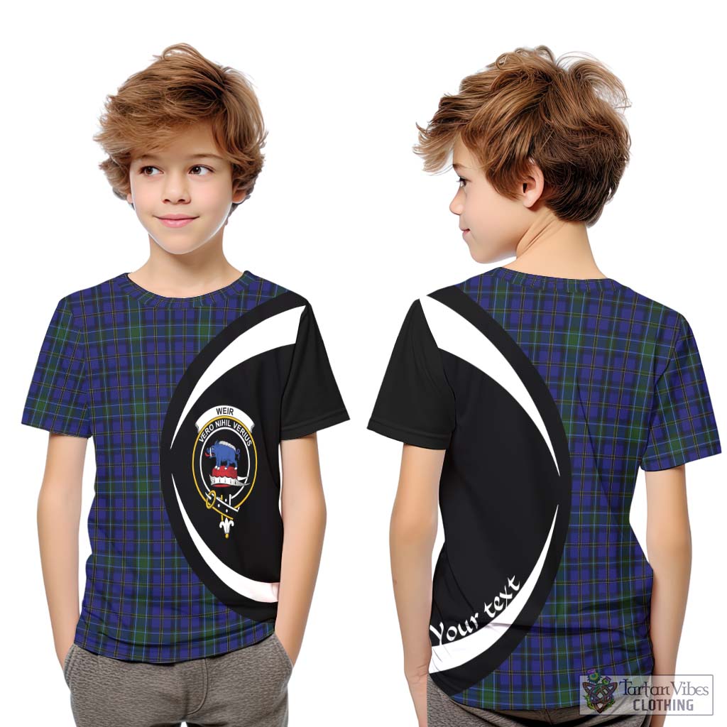 Weir Tartan Kid T-Shirt with Family Crest Circle Style Youth XL Size14 - Tartan Vibes Clothing
