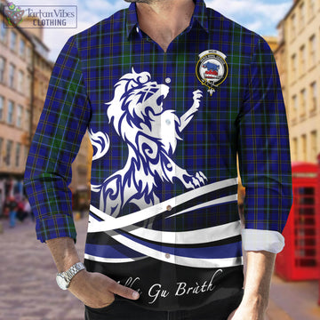 Weir Tartan Long Sleeve Button Up Shirt with Alba Gu Brath Regal Lion Emblem