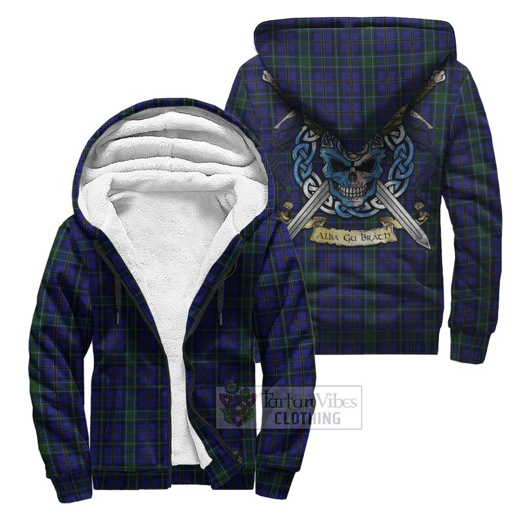 Tartan Vibes Clothing Weir Tartan Sherpa Hoodie with Family Crest Celtic Skull Style