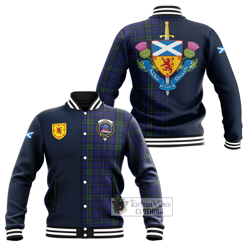 Tartan Vibes Clothing Weir Tartan Baseball Jacket with Scottish Lion Royal Arm Half Style