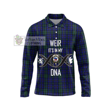 Weir Tartan Long Sleeve Polo Shirt with Family Crest DNA In Me Style