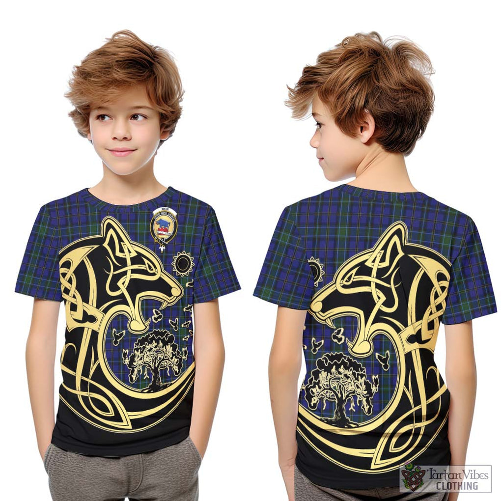 Weir Tartan Kid T-Shirt with Family Crest Celtic Wolf Style Youth XL Size14 - Tartan Vibes Clothing