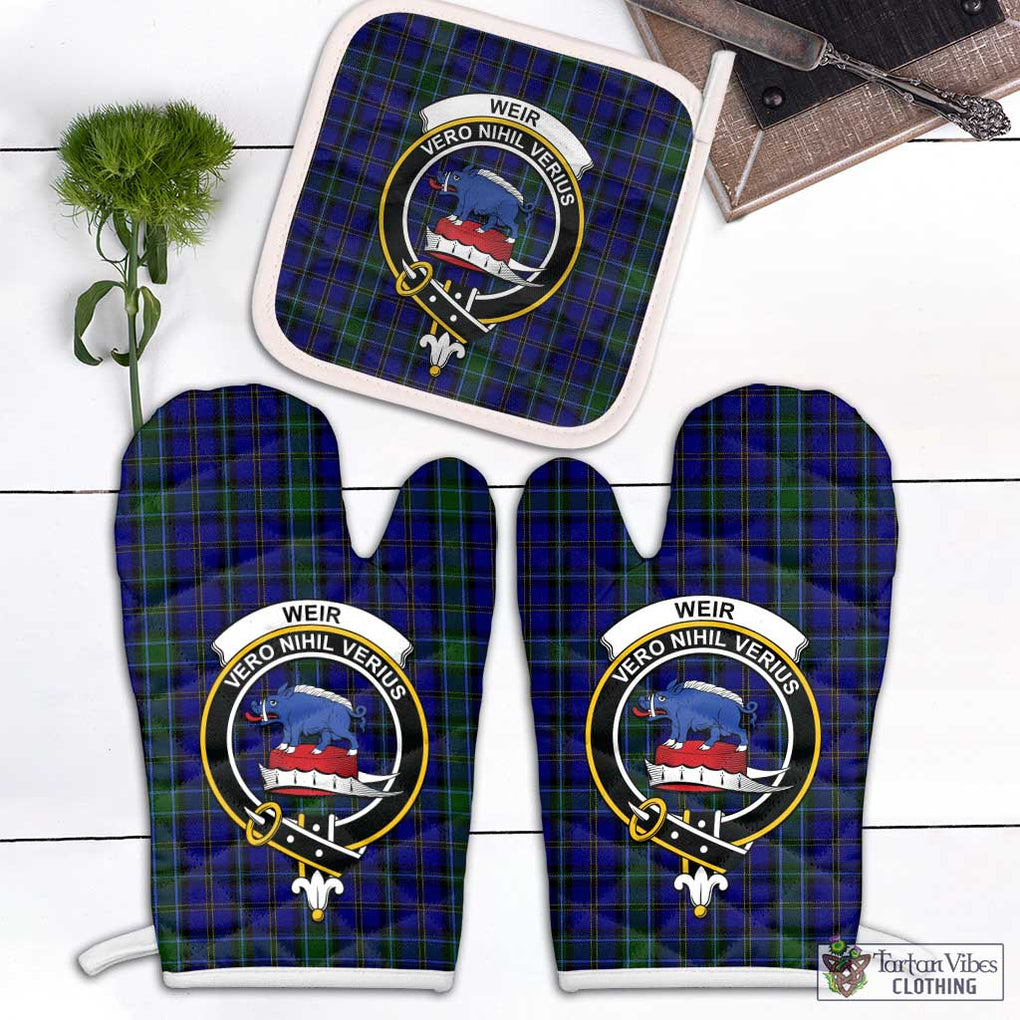 Weir Tartan Combo Oven Mitt & Pot-Holder with Family Crest Combo 1 Oven Mitt & 1 Pot-Holder White - Tartan Vibes Clothing