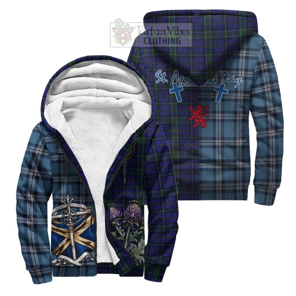Tartan Vibes Clothing Weir Tartan Sherpa Hoodie Happy St. Andrew's Day Half Tartan Style