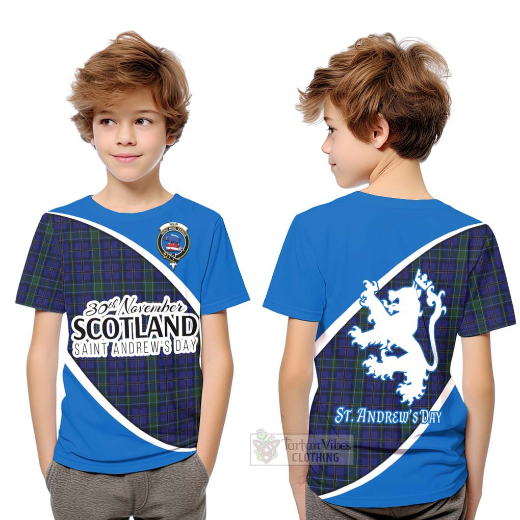 Tartan Vibes Clothing Weir Family Crest Tartan Kid T-Shirt Celebrate Saint Andrew's Day in Style