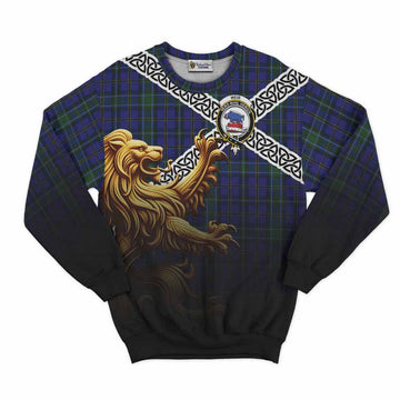 Weir Crest Tartan Sweatshirt with Golden Lion Emblem Celtic Style