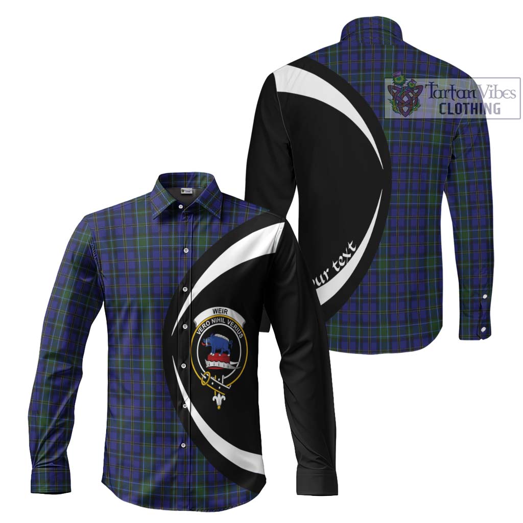 Weir Tartan Long Sleeve Button Up with Family Crest Circle Style Men's Shirt S - Tartan Vibes Clothing