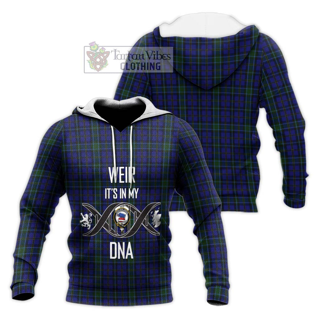 Weir Tartan Knitted Hoodie with Family Crest DNA In Me Style Unisex Knitted Pullover Hoodie - Tartanvibesclothing Shop
