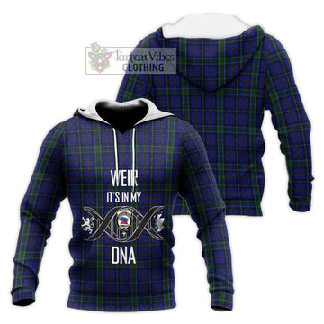 Weir Tartan Knitted Hoodie with Family Crest DNA In Me Style Unisex Knitted Pullover Hoodie - Tartanvibesclothing Shop