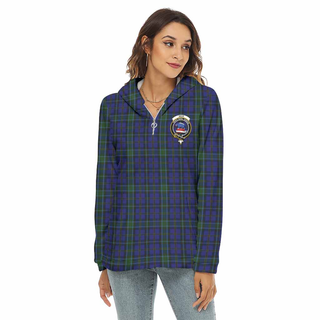 Tartan Vibes Clothing Weir Tartan Crest Women's Borg  Half Zip Fleece Hoodie