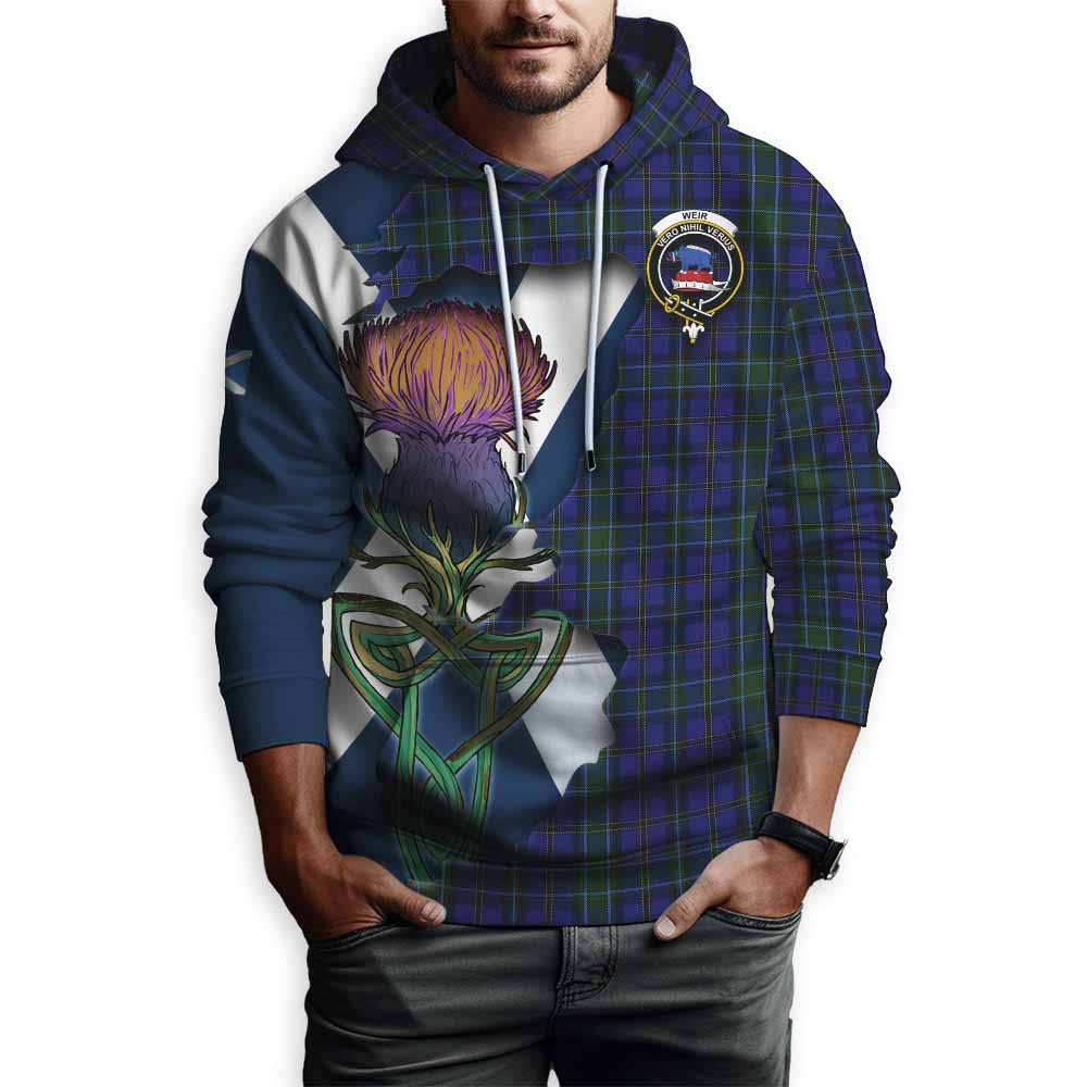 Tartan Vibes Clothing Weir Tartan Family Crest Hoodie Scottish Thistle Celtic Inspired