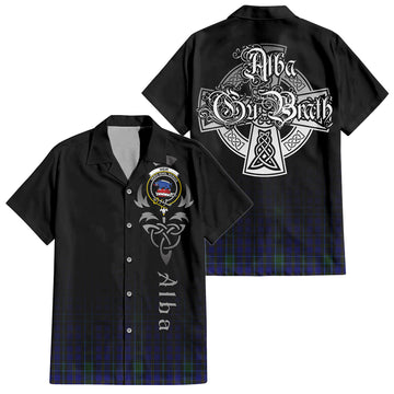 Tartan Vibes Clothing Weir Tartan Short Sleeve Button Up Featuring Alba Gu Brath Family Crest Celtic Inspired