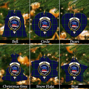 Weir Tartan Christmas Ceramic Ornaments with Family Crest