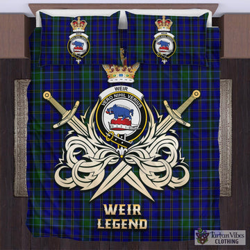 Weir Tartan Bedding Set with Clan Crest and the Golden Sword of Courageous Legacy