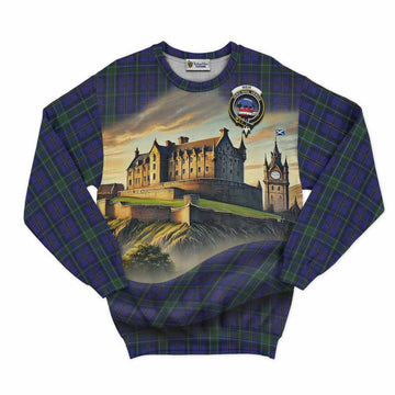 Weir Tartan Family Crest Sweatshirt with Scottish Ancient Castle Style