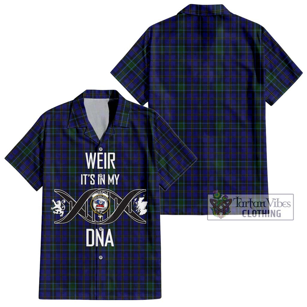 Weir Tartan Short Sleeve Button Shirt with Family Crest DNA In Me Style Kid - Tartanvibesclothing Shop