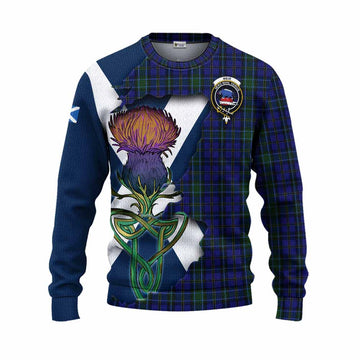 Tartan Vibes Clothing Weir Tartan Family Crest Knitted Sweater Scottish Thistle Celtic Inspired