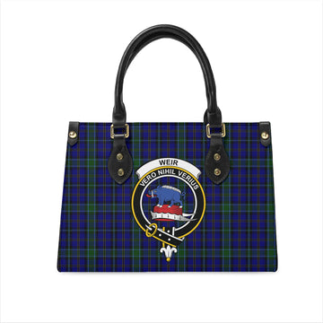 Weir Tartan Leather Bag with Family Crest