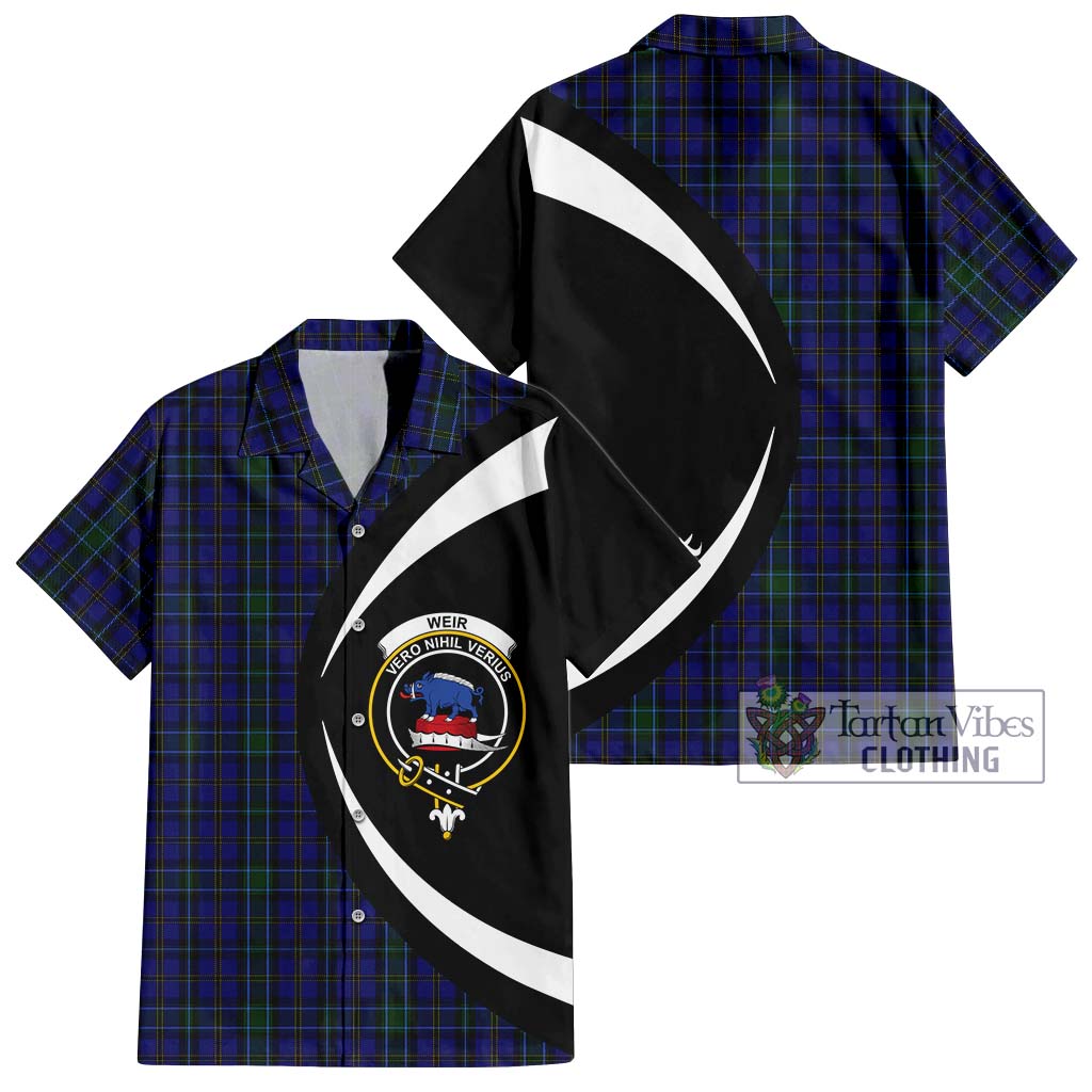 Weir Tartan Short Sleeve Button Up with Family Crest Circle Style Kid - Tartan Vibes Clothing