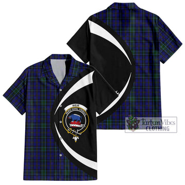 Weir Tartan Short Sleeve Button Up with Family Crest Circle Style Kid - Tartan Vibes Clothing