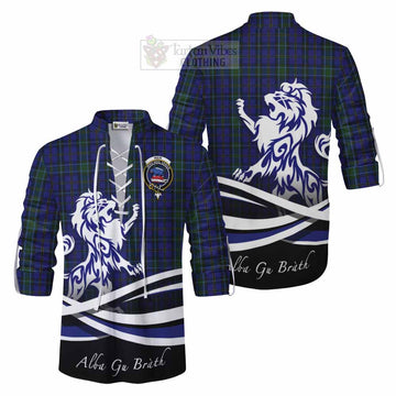 Tartan Vibes Clothing Weir Tartan Ghillie Kilt Shirt with Alba Gu Brath Regal Lion Emblem
