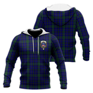 Weir Tartan Knitted Hoodie with Family Crest