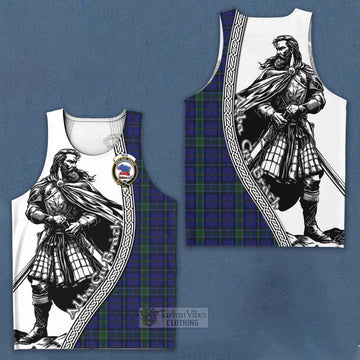 Tartan Vibes Clothing Weir Tartan Clan Crest Men's Tank Top with Highlander Warrior Celtic Style