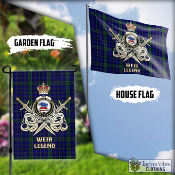 Weir Tartan Flag with Clan Crest and the Golden Sword of Courageous Legacy