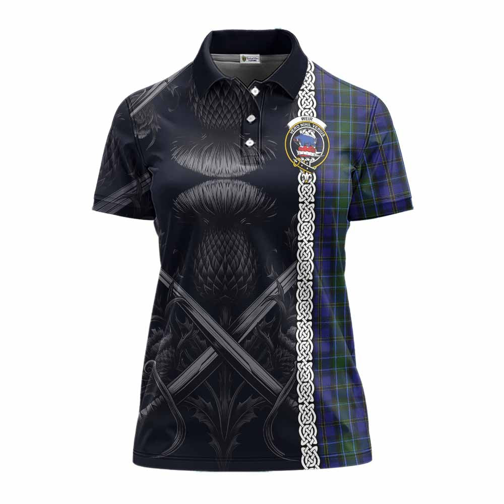 Tartan Vibes Clothing Weir Tartan Women's Polo Shirt with Family Crest Cross Sword Thistle Celtic Vibes