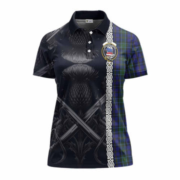 Tartan Vibes Clothing Weir Tartan Women's Polo Shirt with Family Crest Cross Sword Thistle Celtic Vibes