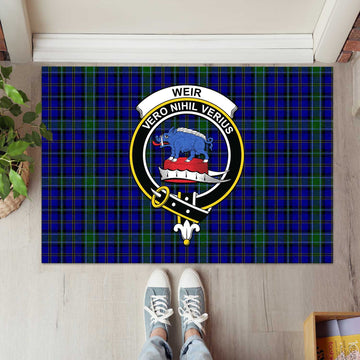 Weir Tartan Rubber Doormat with Family Crest