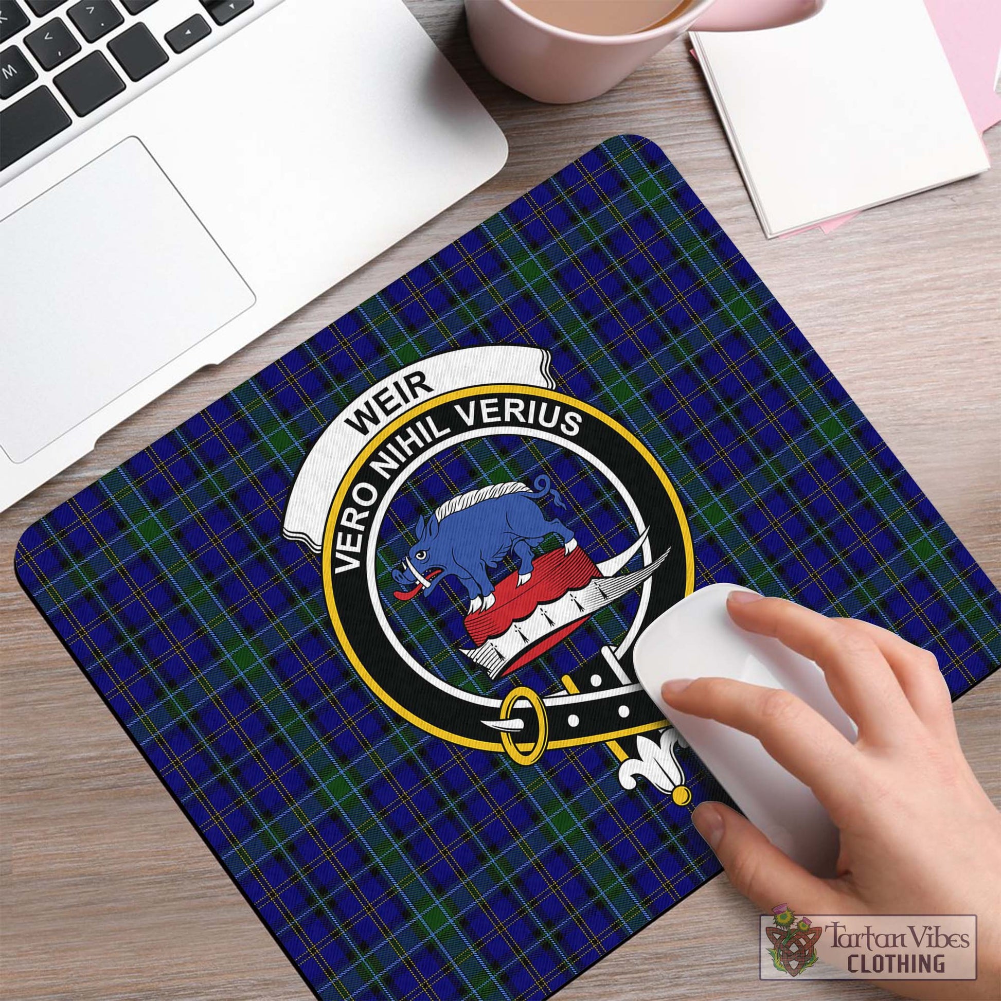 Tartan Vibes Clothing Weir Tartan Mouse Pad with Family Crest
